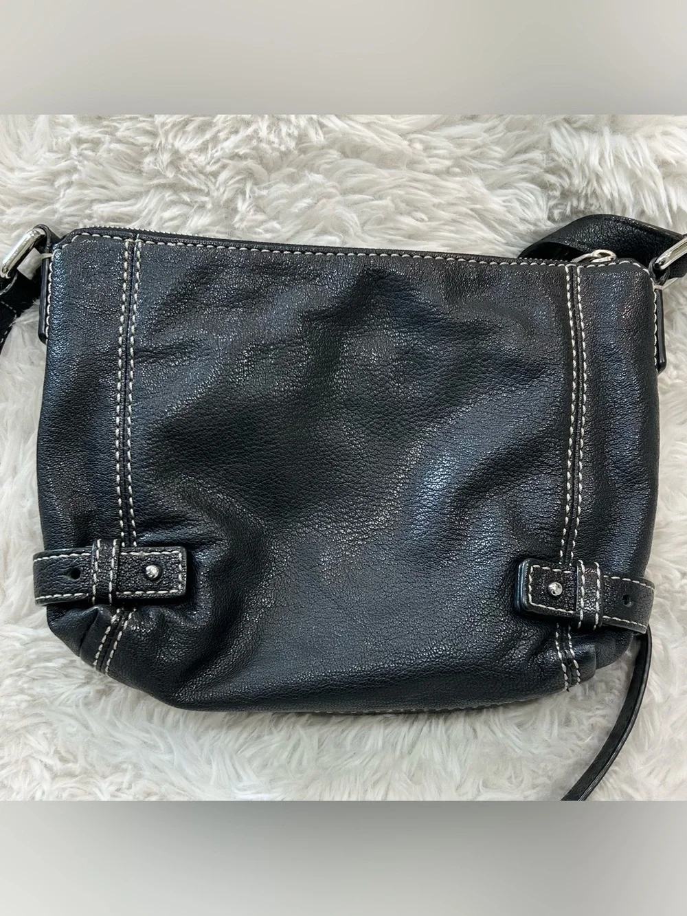 Michael Kors Black Crossbody Bag Purse Silver Hardware Zip Closure 10”x7” VGC